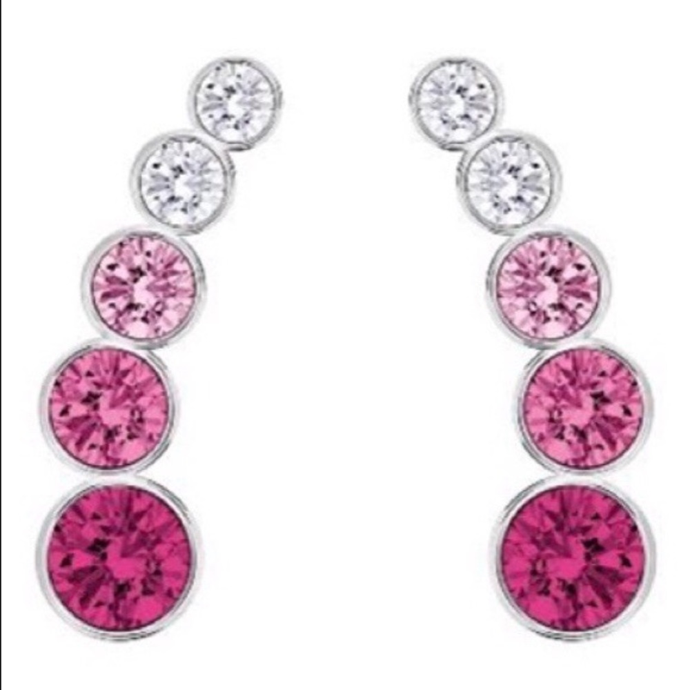 Swarovski Pink Ombré Ear Climbers NWT